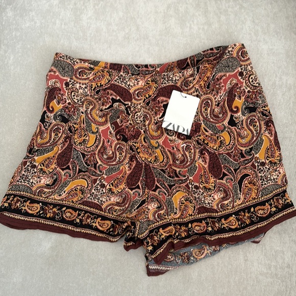 NWT! Zara Floral Paisley Print Wrap Tie Mini Skort size Medium - Picture 12 of 15